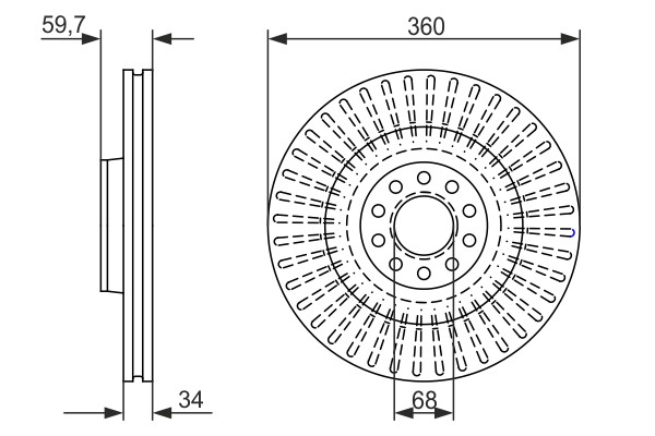Brake Disc Single Vented fits AUDI A8 D3 4.0D Front 03 to 05 ASE 360mm Bosch New