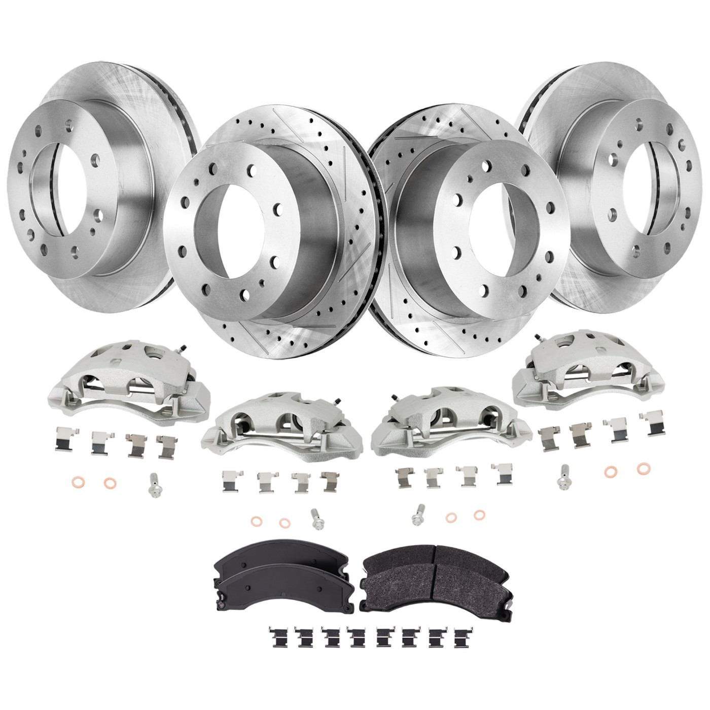 4-Wheel Set Brake Kit With Calipers Front & Rear for Chevy Silverado 2500 HD GMC
