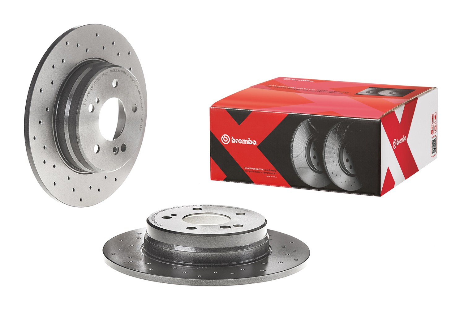 Brembo Xtra Rear Solid Drilled Brake Disc Rotor for MB W203 A208 C209 W210 R171