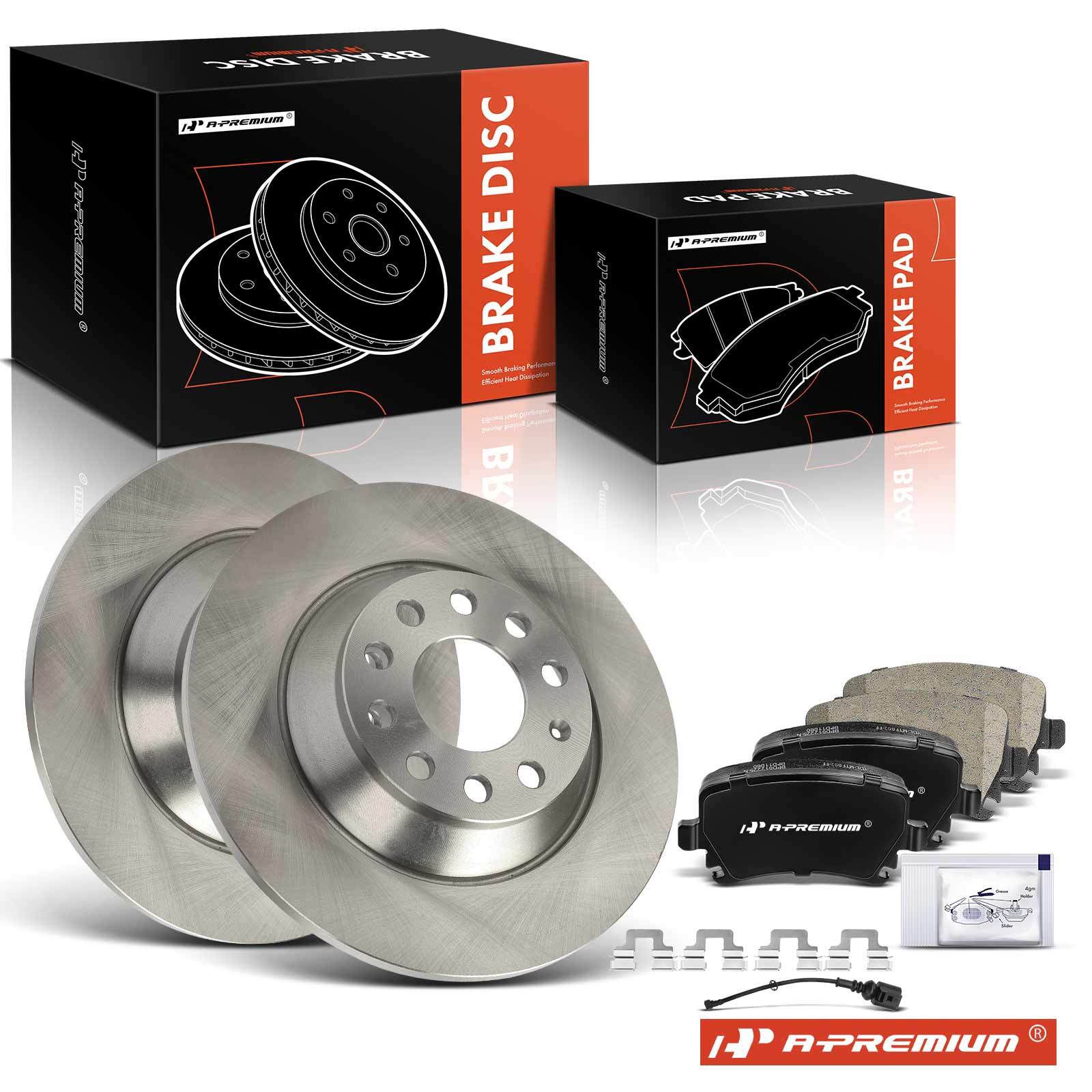 A-Premium Rear Disc Brake Rotors & Ceramic Pads for Audi A6 2006-2011 A6 Quattro