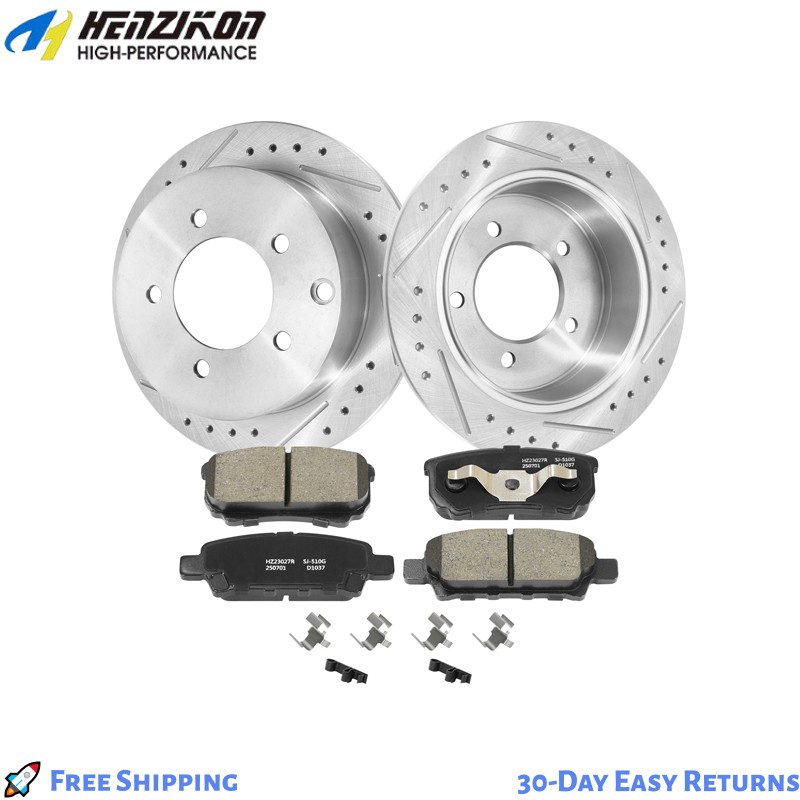 OE Quiet Low Dust Rear Drilled Rotors Ceramic Pads for Chrysler 200 Dodge Calibe