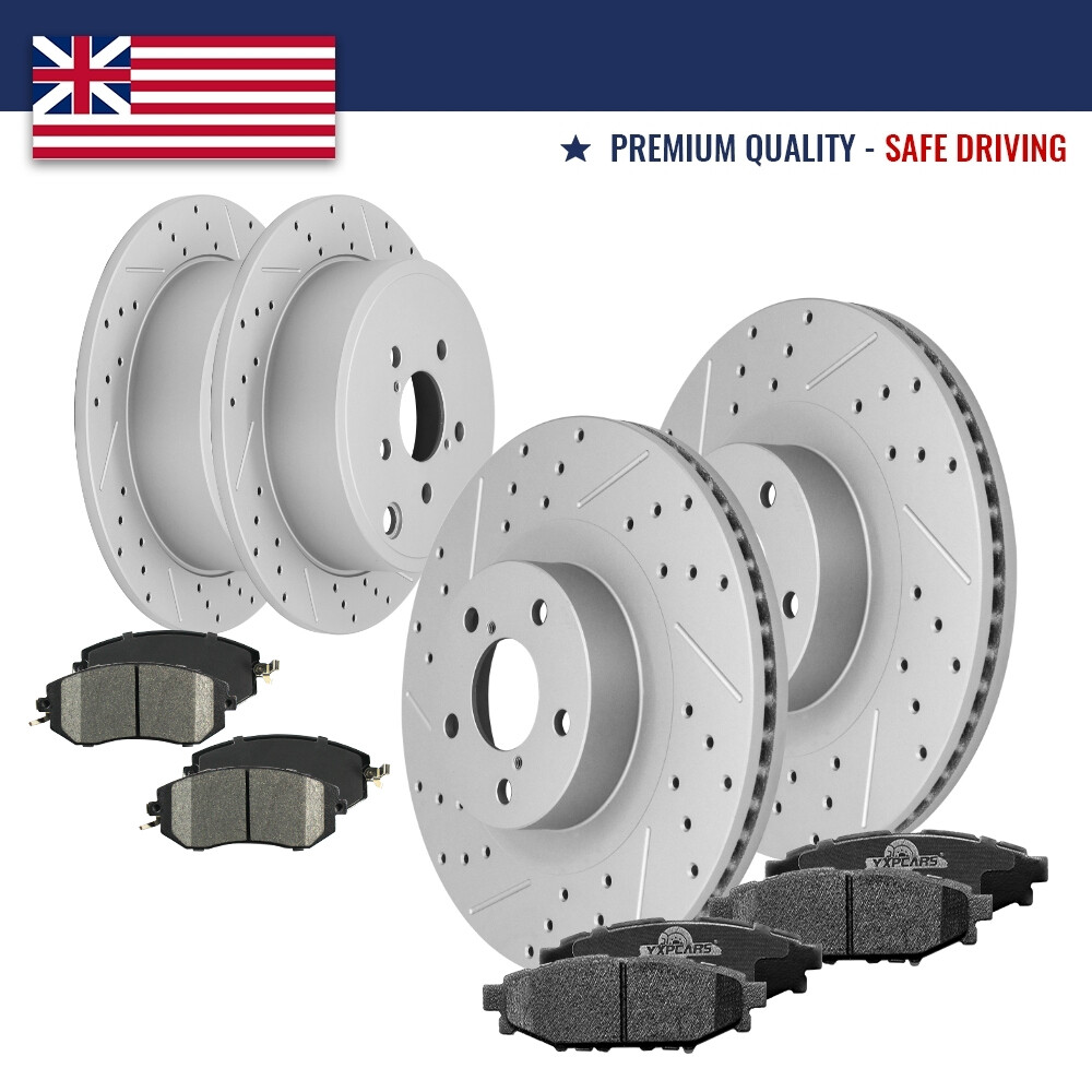 Front Rear Drilled Rotors Brake Pads for Subaru Forester Legacy Outback Impreza