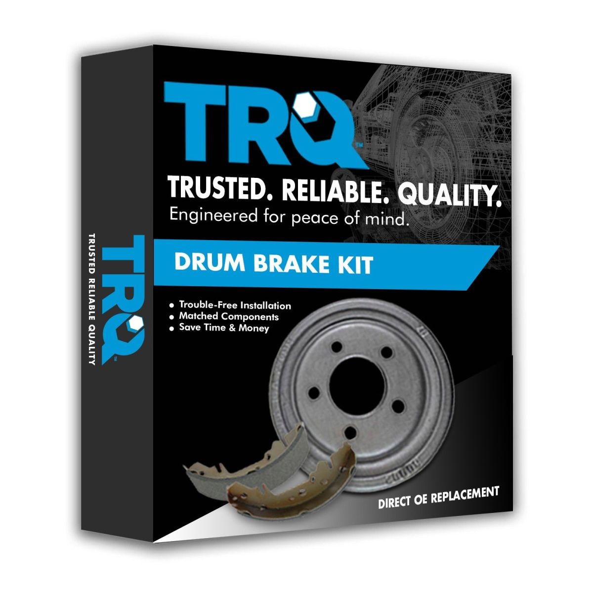 TRQ Rear Brake Drum & Shoe Pair Set NEW for Toyota Corolla Chevy Prizm