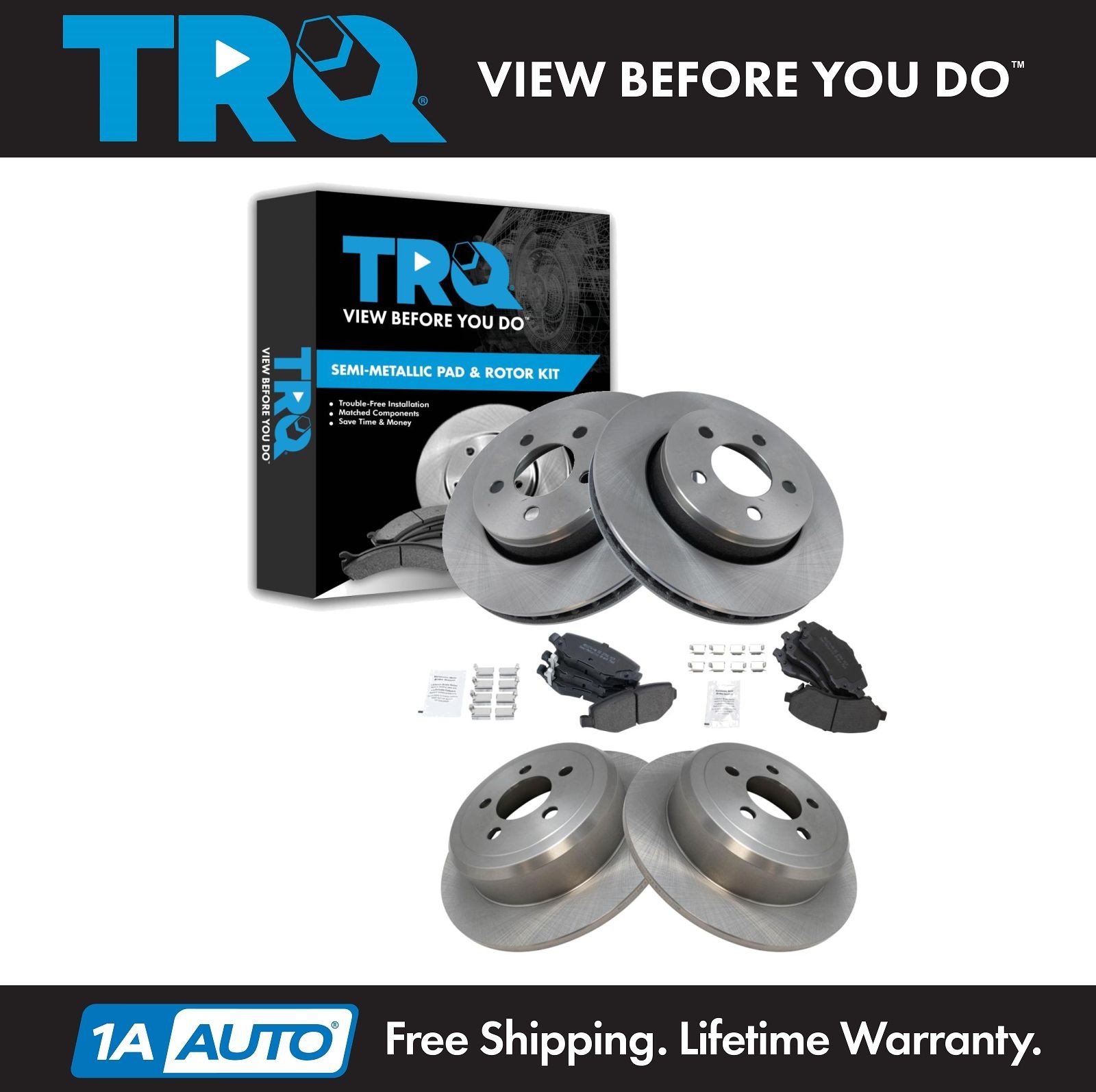 TRQ Brake Pad & Rotor Metallic Front Rear Kit for Dodge Nitro Jeep Liberty