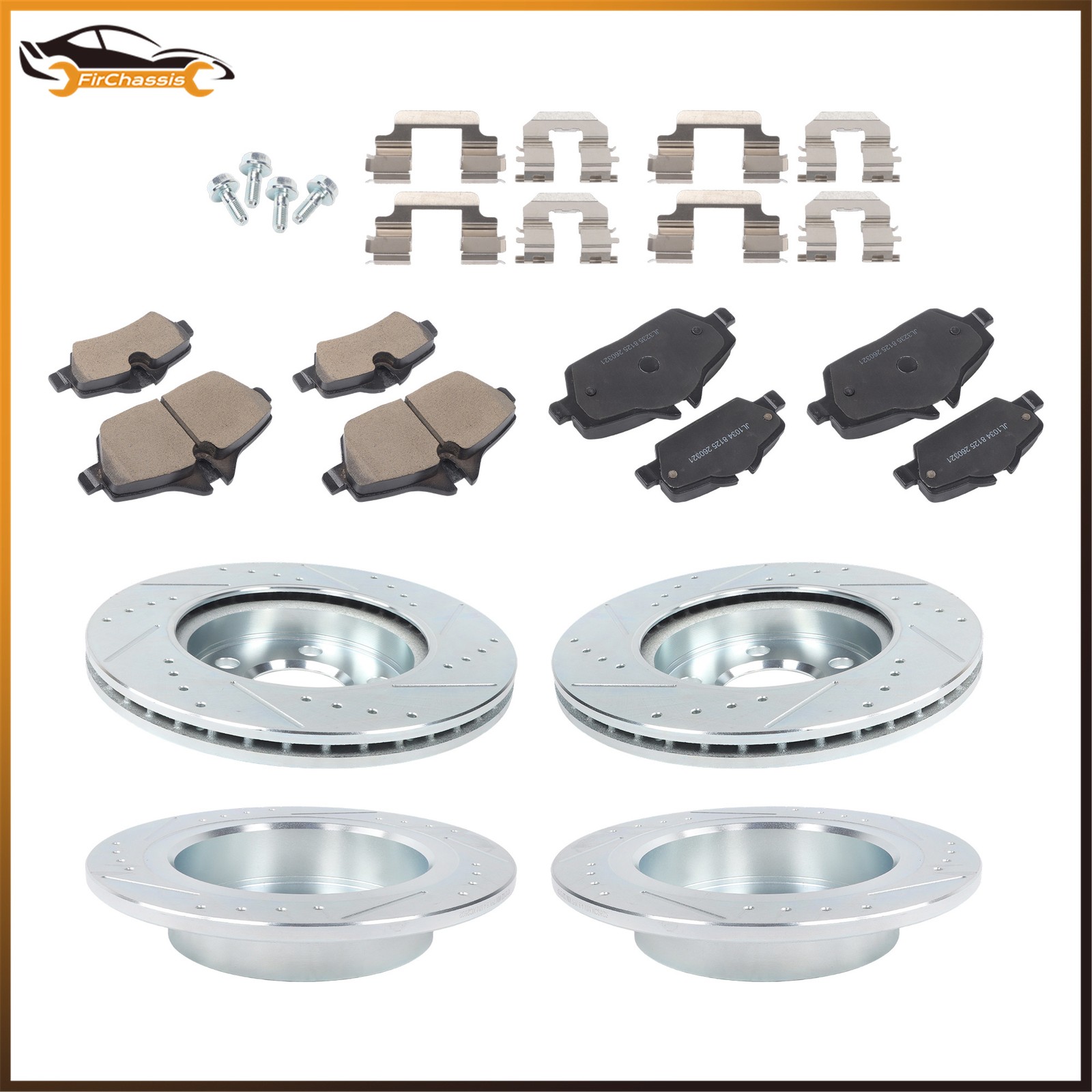 2015-2016 For Mini Cooper F56/ F57 Front & Rear Drilled Brake Rotor & Brake Pads