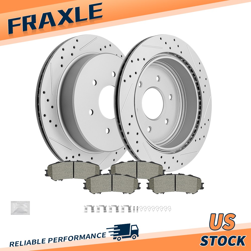 Rear Disc Brake Rotors w/ Ceramic Pads Kit for 2017-2023 Nissan Titan 5.6L