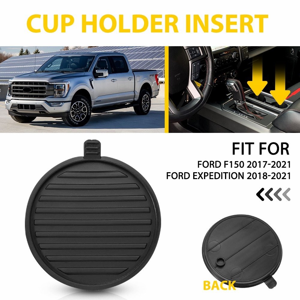 Black Cup Holder Anti-Slip Insert Coaster Fit Ford F150 Expedition 2017-2021 J