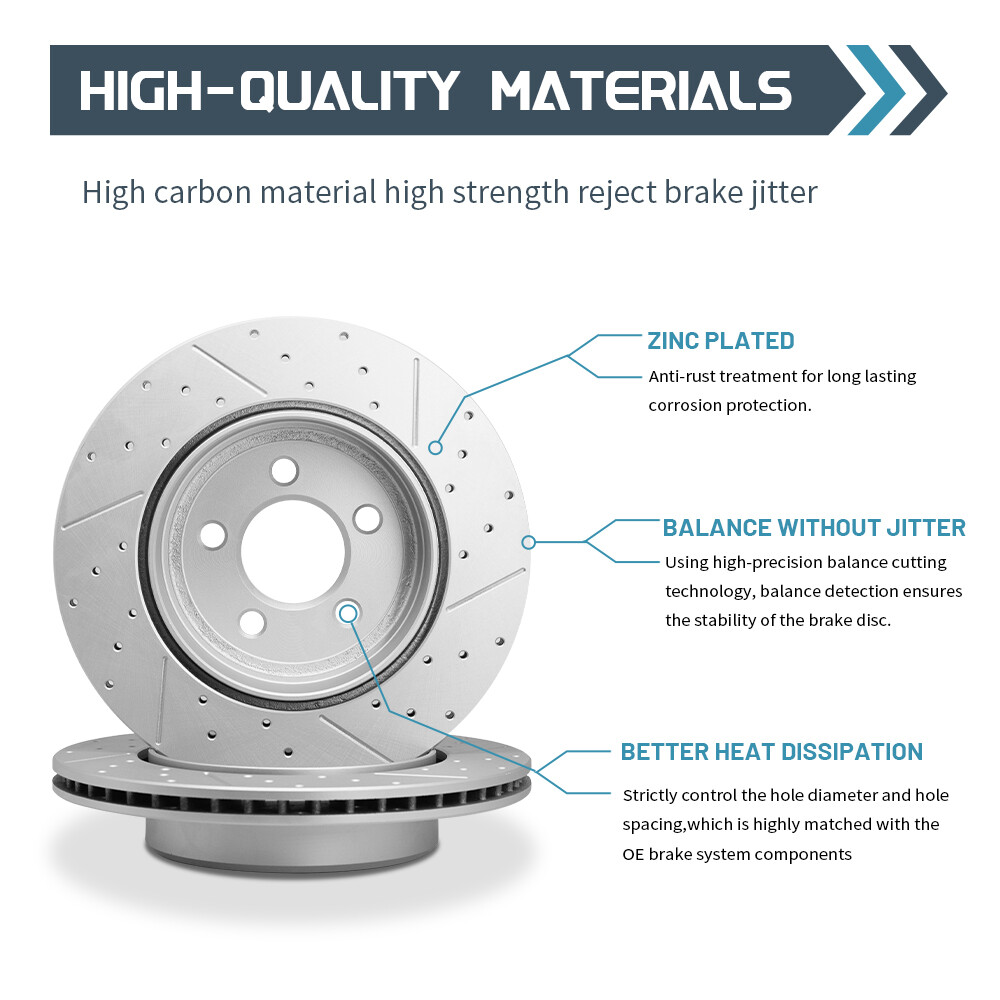 Front & Rear Drilled Rotors Ceramic Pads for Hyundai Elantra Veloster Kia Forte5