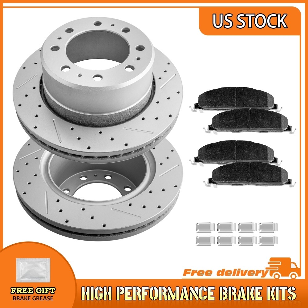 For Ram 2500/3500 Dodge Ram 2500/Ram 3500 Rear Drilled Brake Rotors Ceramic Pads
