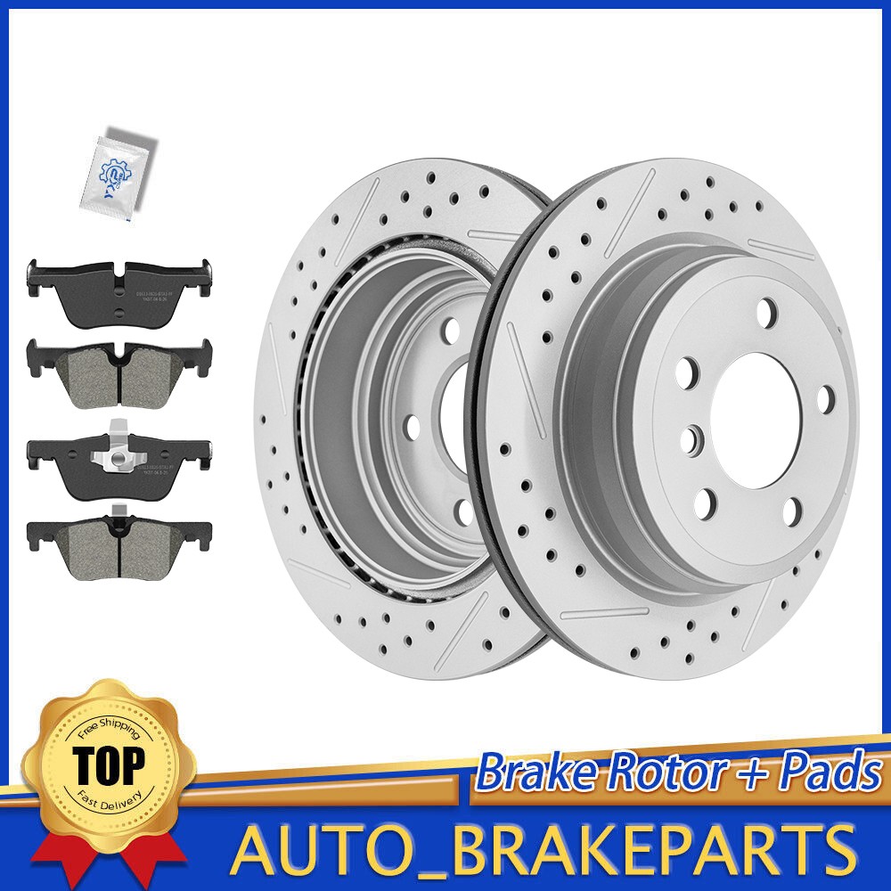 300mm Rear Disc Brake Rotor Pad for BMW 320i 428i xDrive No Blue Painted Caliper