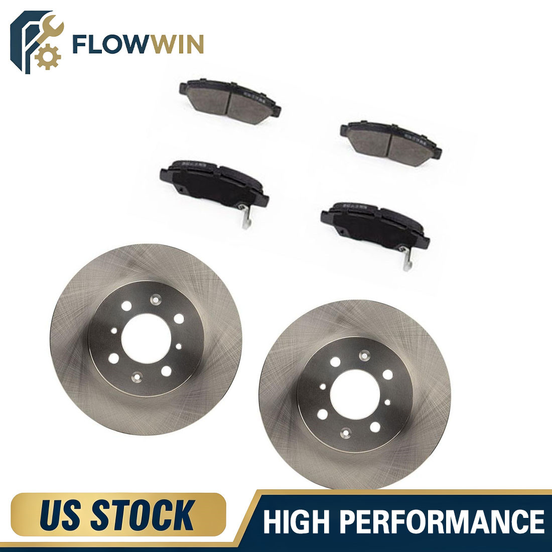 Front Disc Rotors Ceramic Brake Pads Fits 2009 2010 2011 2012 2013 Honda Fit