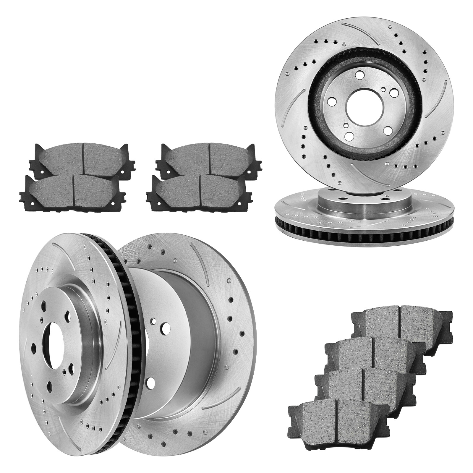Front Rear Disc Rotors Ceramic Brake Pads for Toyota Avalon Camry Lexus ES350