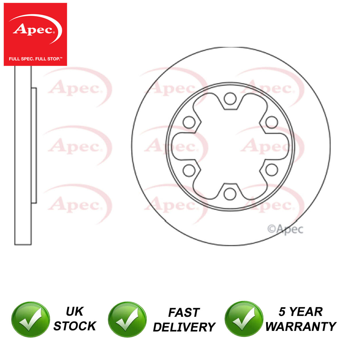 1x Brake Disc Rear Apec Fits Ford Transit 2014-2020 2.0 D 2.2 dCi BK312A315BD