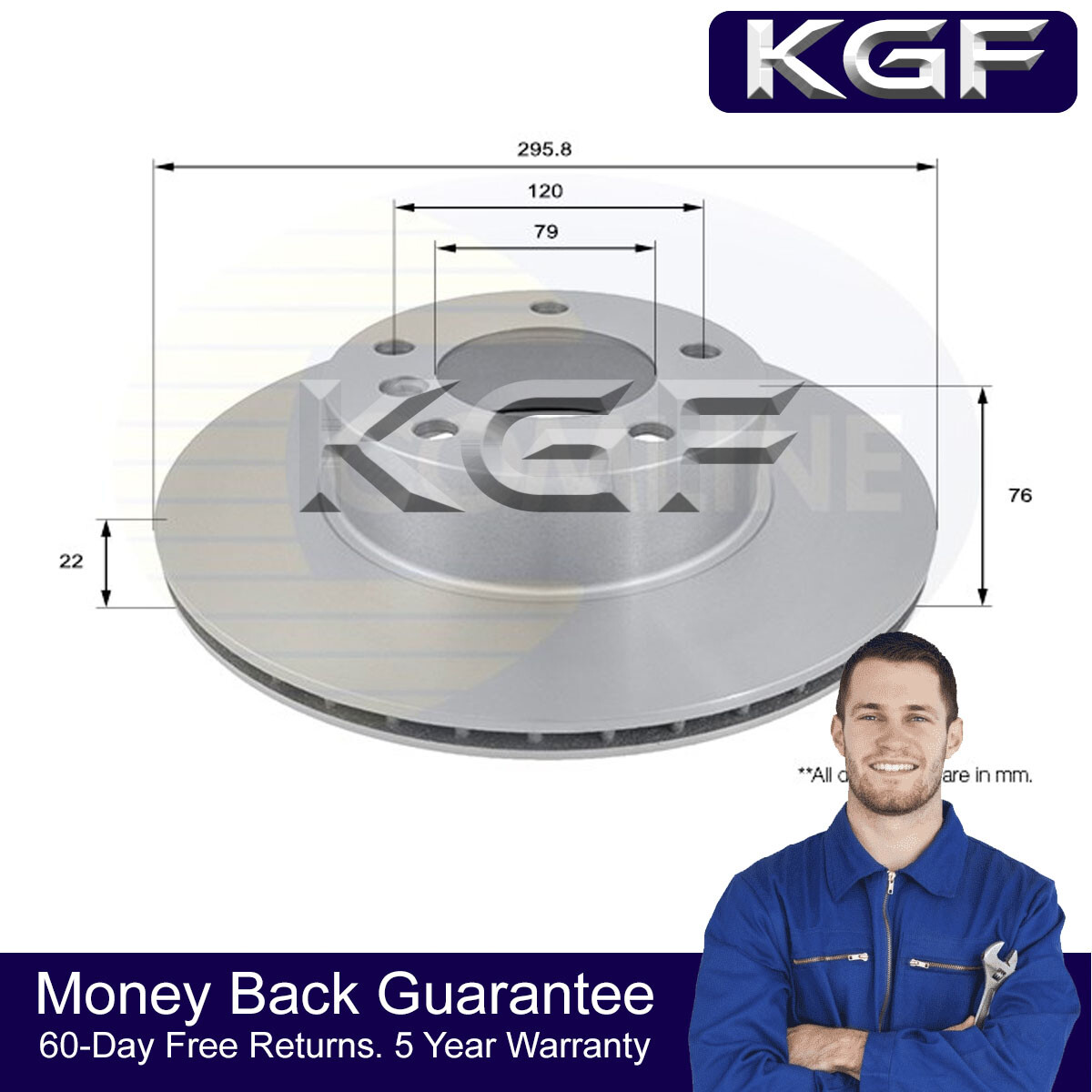 KGF Front Brake Disc Fits BMW 5 Series 1996-2004 + Other Models #1