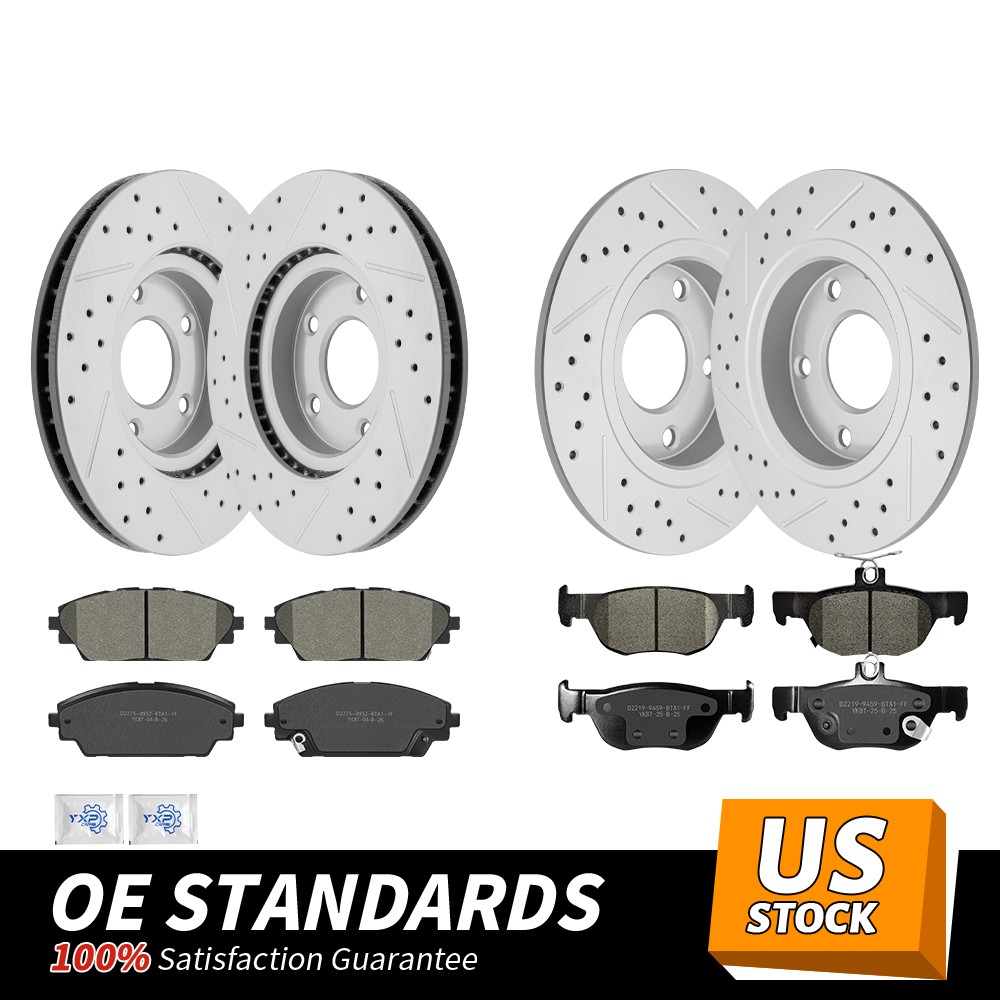 Front Rear Drilled Disc Rotors Ceramic Brake Pads for 2020 – 2023 Mazda CX-30