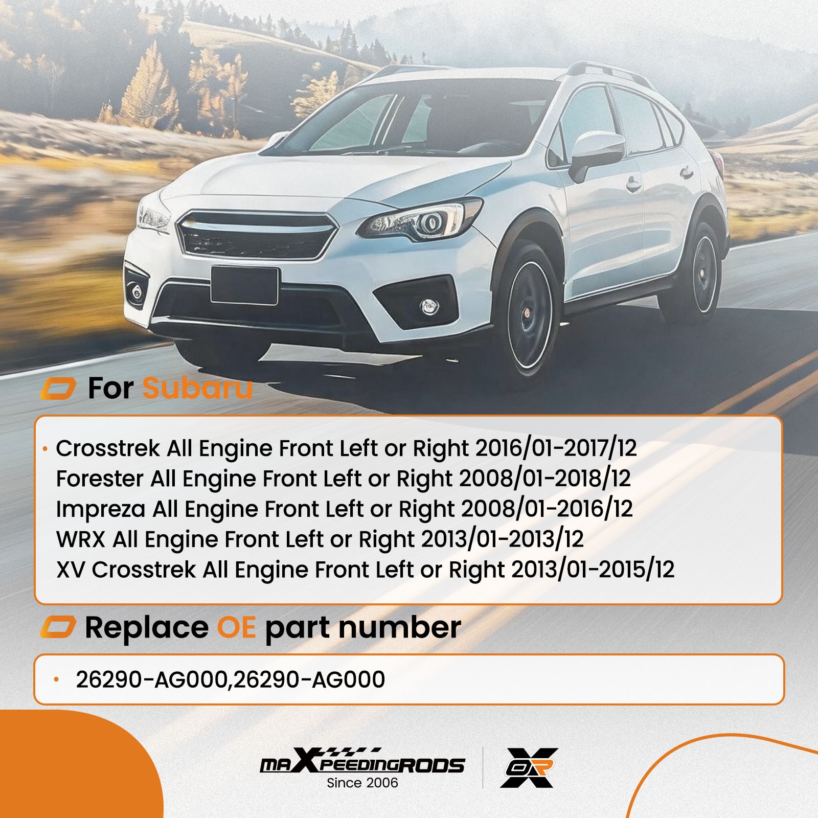 Brake Dust Shield Front L/R for Subaru Forester/Impreza 2008-2018 26290-AG000