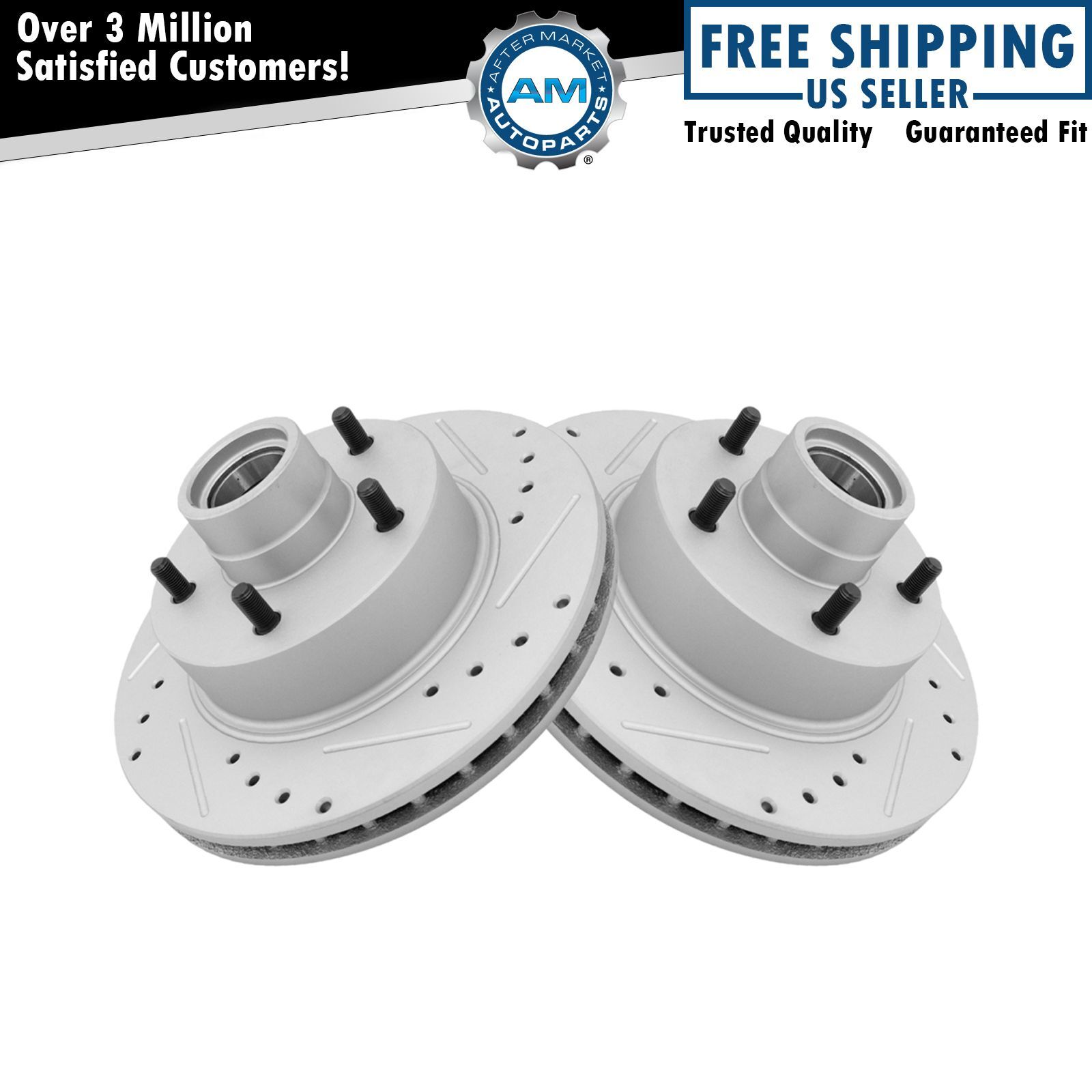 Front Performance Drilled Slotted G-Coated Disc Brake Rotor Pair New