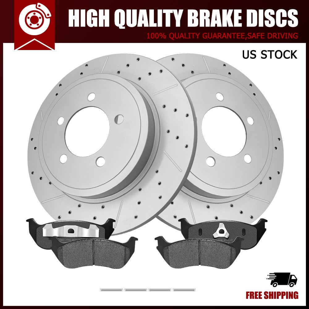 Rear Drilled Brake Rotors & Ceramic Pads for 2002-2005 Ford Explorer Mountaineer
