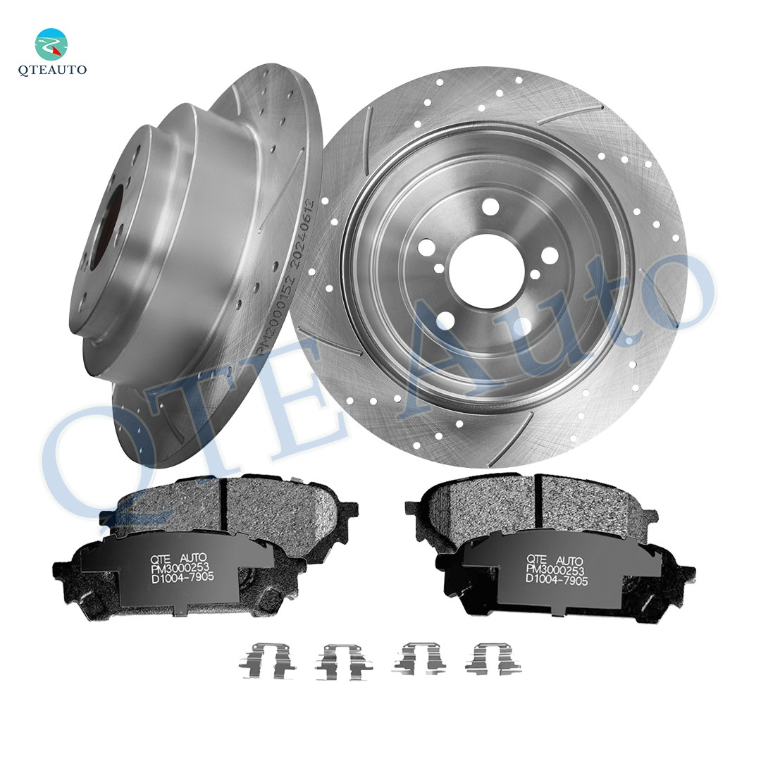 6 Rear 265mm Drilled Brake Rotors-Ceramic Brake Pad For 2004-2007 Subaru Impreza