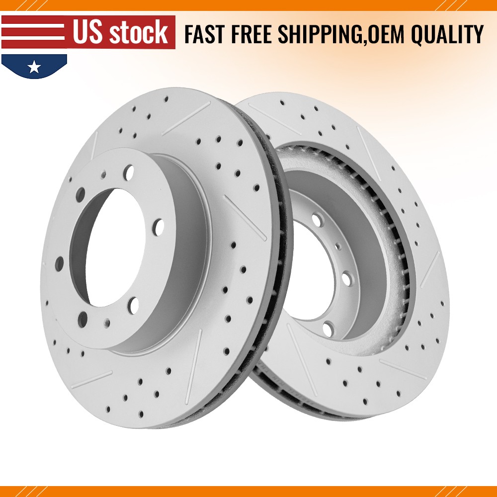 2X Front Drilled Brake Rotors for 2005 – 2023 Toyota Tacoma FJ Cruiser 4Runner