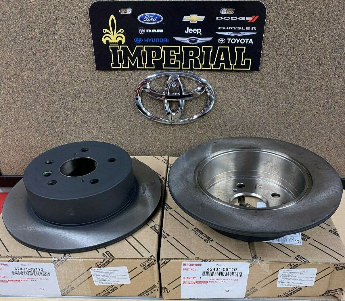 2007-2011 TOYOTA CAMRY GENUINE OEM NEW REAR DISC BRAKE ROTORS qty 2 4243106110
