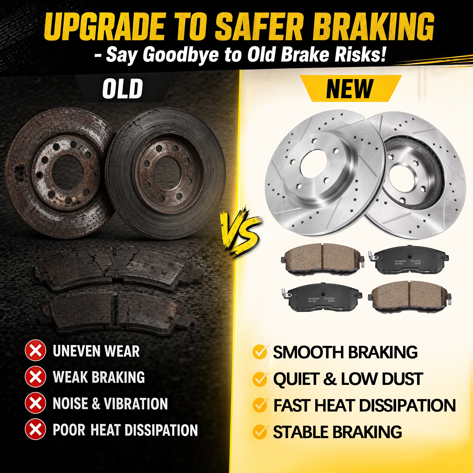 For 2007-2012 2013 Nissan Altima Front Drilled Slotted Rotors Ceramic Brake Pad