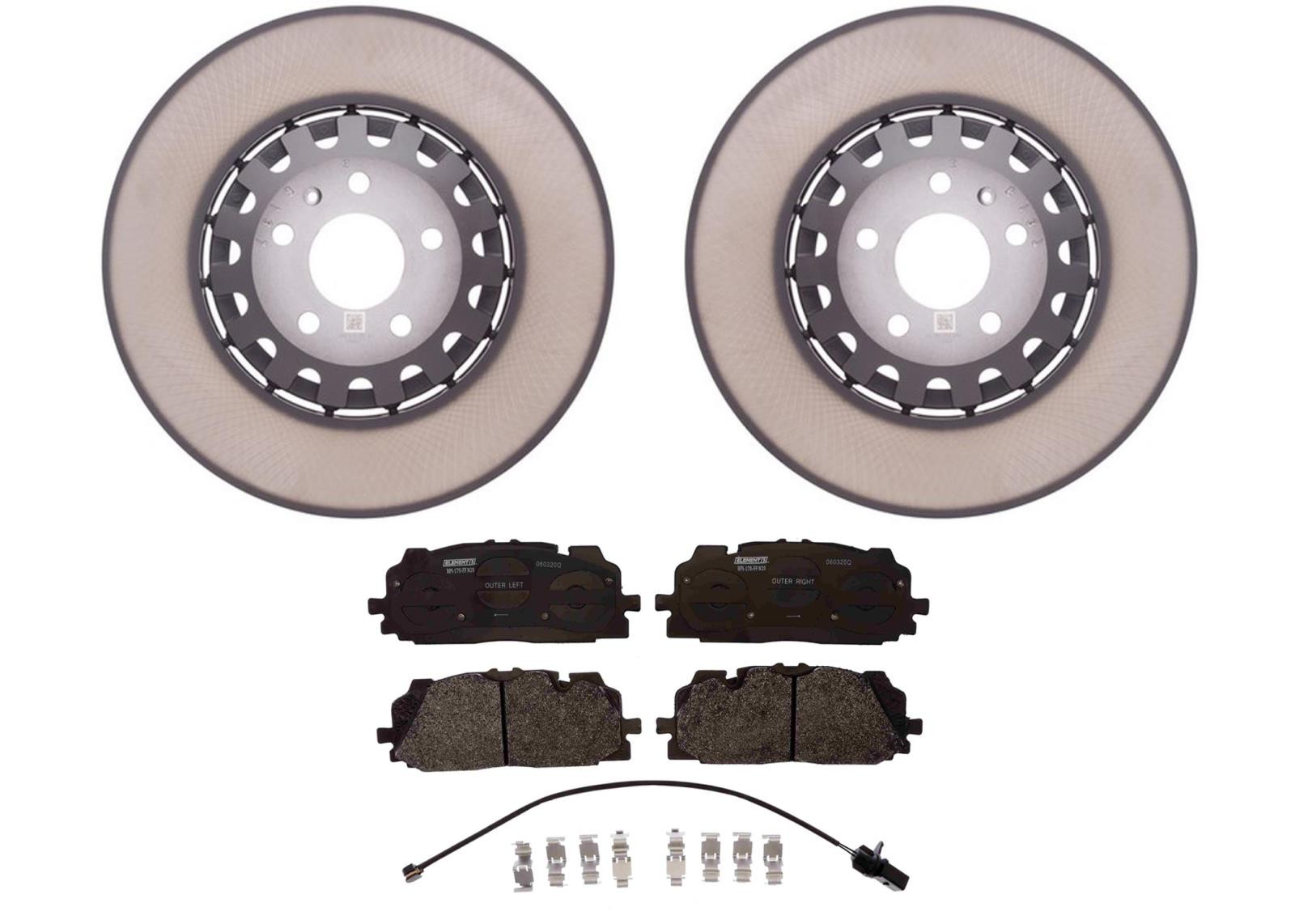 Coated Front Disc Brake Rotors Pads Fits 17-24 Audi Q7 Q8 375MM 6 Piston Caliper