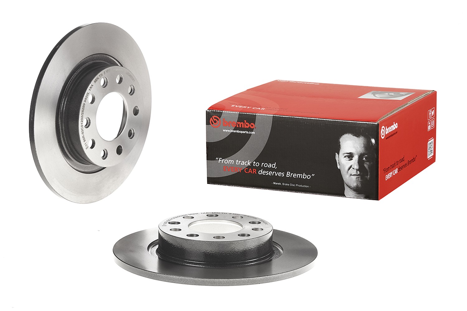 Brembo Rear Left or Right Brake Disc Rotor Solid 264mm UV Coated For Dodge Dart