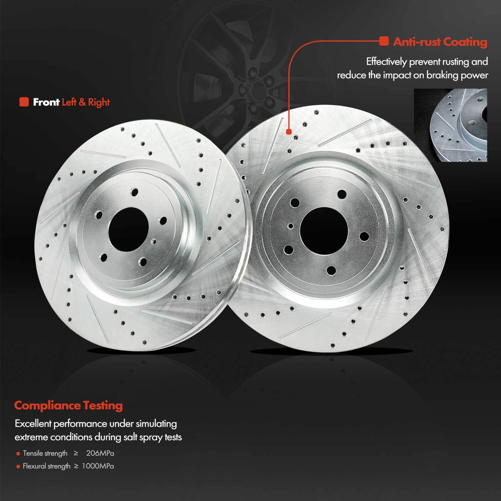Front Drilled Brake Rotor & Ceramic Brake Pad for INFINITI Q50 Q60 Nissan 370Z