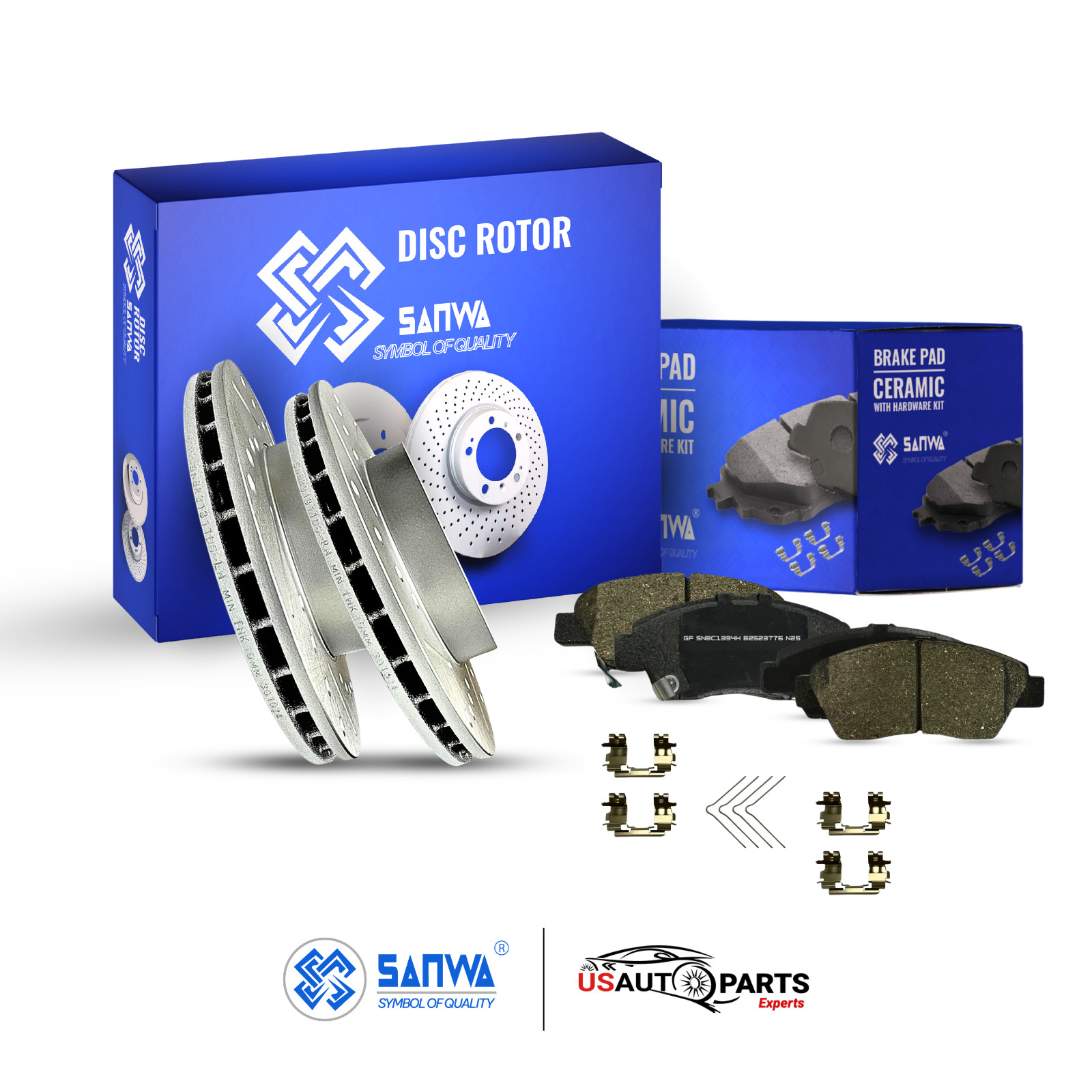 FRONT BRAKE ROTOR VENTED GEOMET D&S & CERAMIC PAD KIT 262 MM FOR HONDA 2002-2015