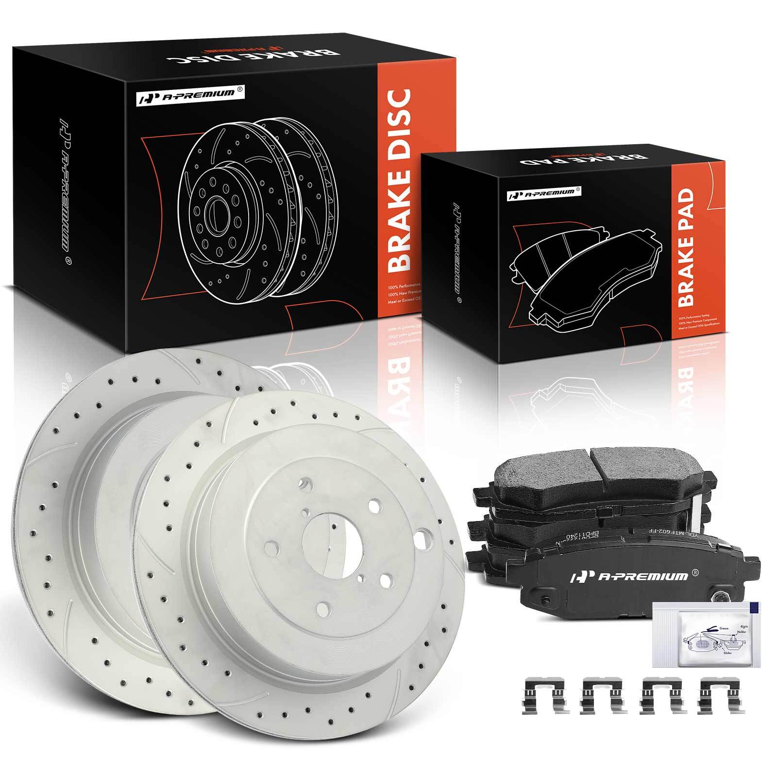 Rear Drilled Brake Rotor + Ceramic Pad for Subaru Tribeca 08-14 B9 Tribeca 06-07