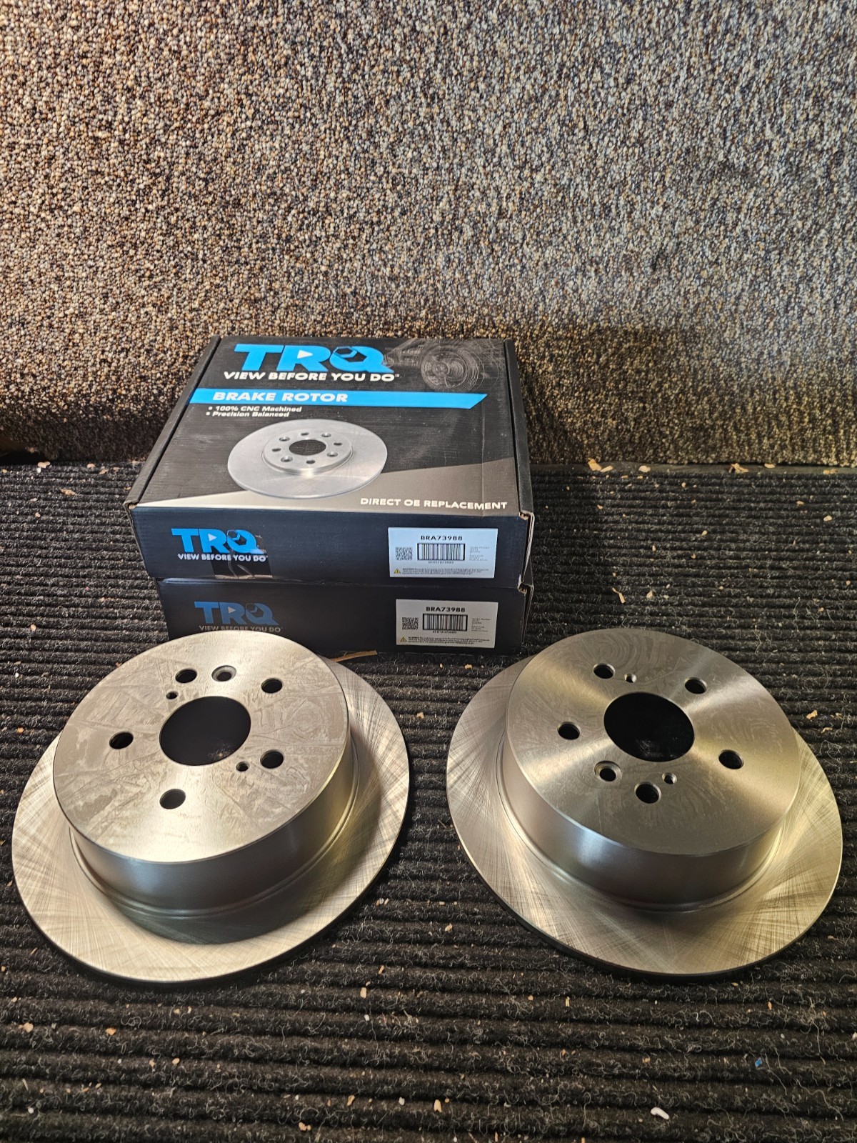 (QTY 2) TRQ BRA73988 Plain Surface Brake Disc Rotor Rear For Toyota Sienna