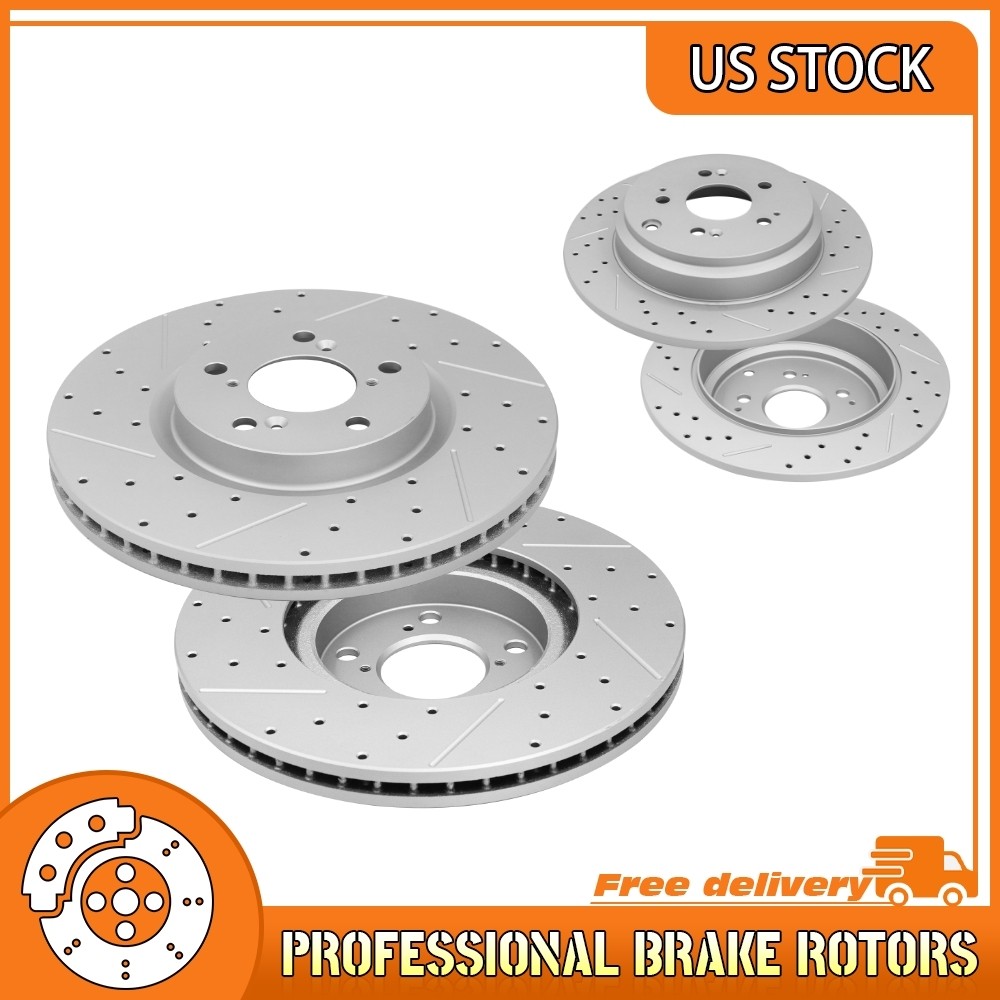 Front & Rear Drilled Brake Rotors For 2007-2015 Acura MDX Acura ZDX Honda Pilot