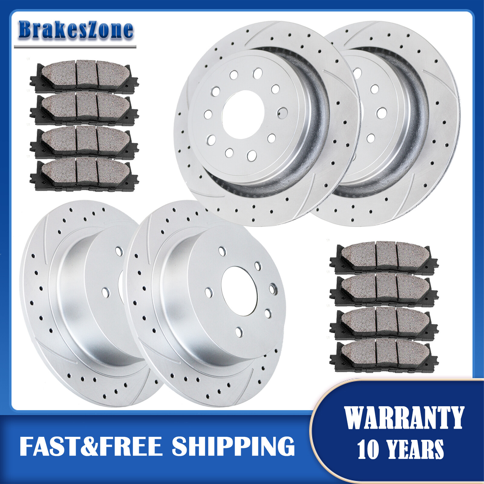 278mm Front & 272mm Rear Brake Rotors Pads fit for Ford Focus 2012-2018 Brakes