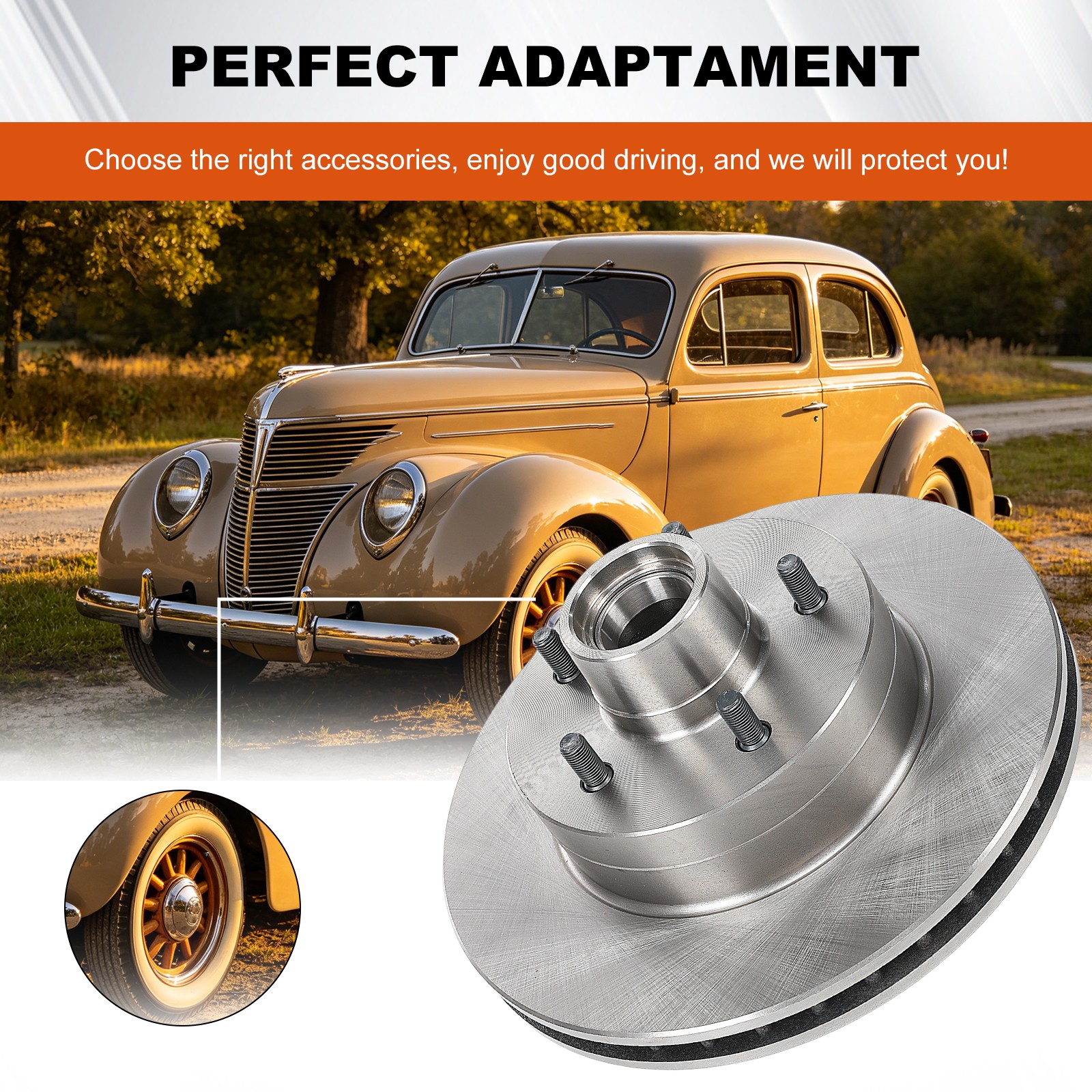 Disc Brake Assembly 5 on 4-1/2 Drilled & Slotted Front Disc Brake Kit 5 on 4.5
