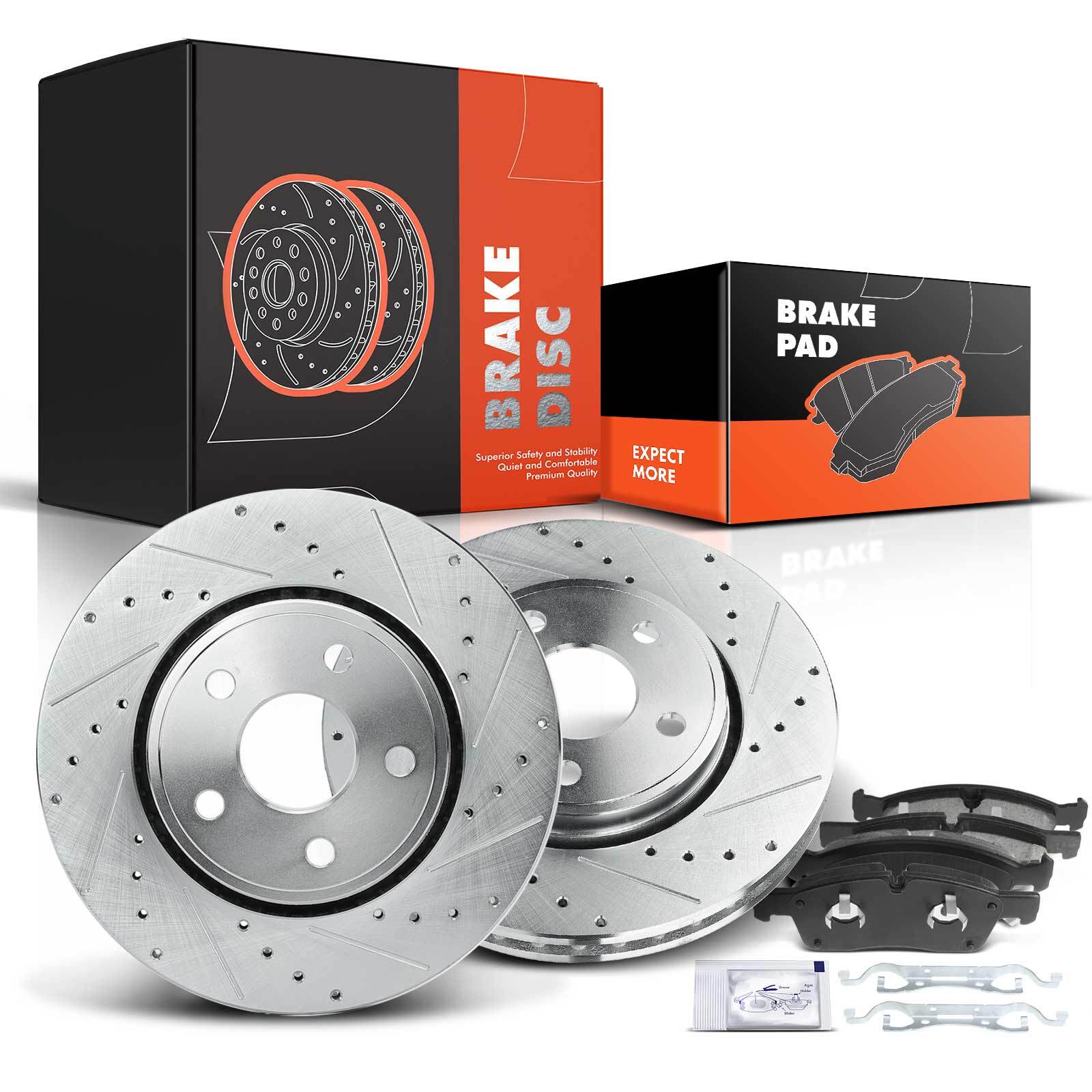 Front Drilled Rotors & Ceramic Brake Pads for Jeep Grand Cherokee 2011 2012-2018