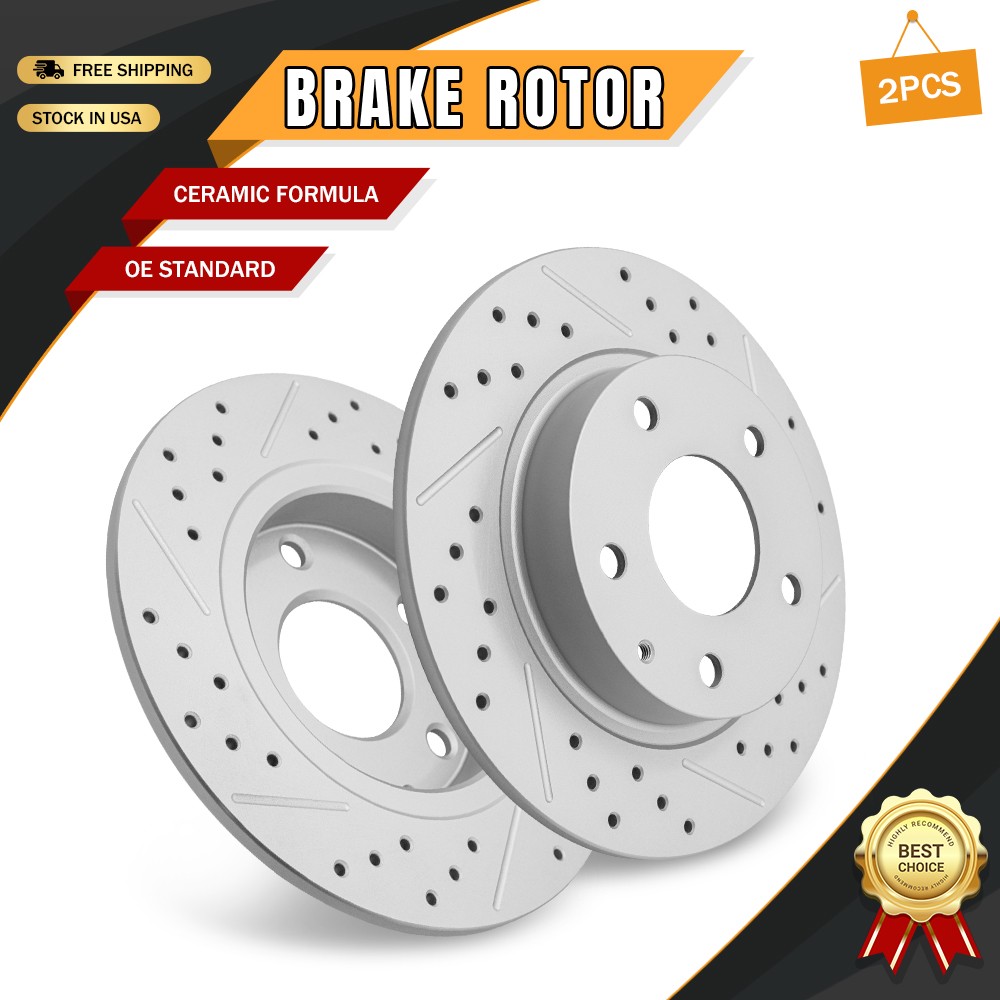 Rear Drilled and Slotted Disc Brake Rotors for Mazda 3 Sport CX-3 CX-30
