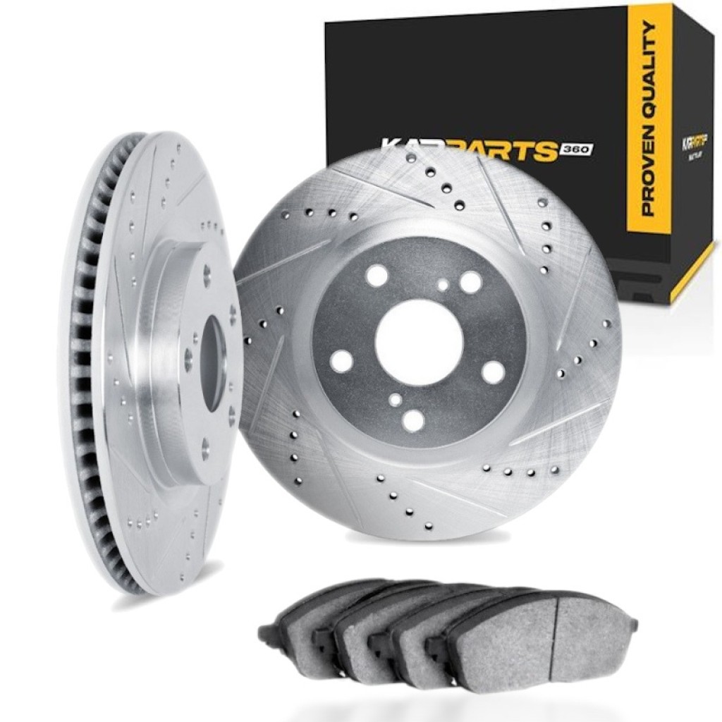 For BMW 325i 1991-1997 Rotor Set Front | Drilled and Slotted | Silver | Vented