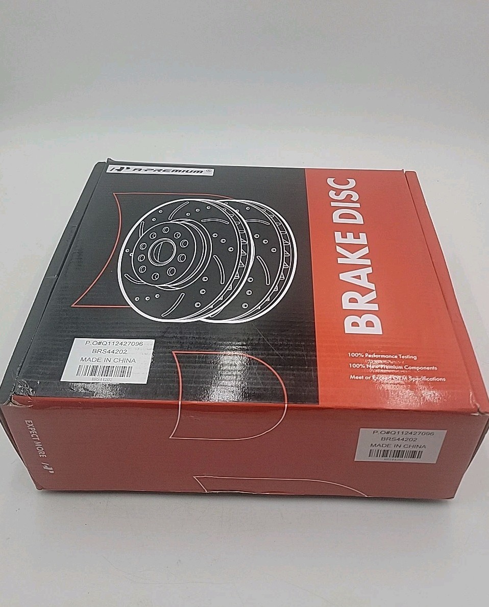 (QTY 2) A-Premium BRS44202 Disc Brake Rotor Front Drilled, Slotted & Zinc Plated