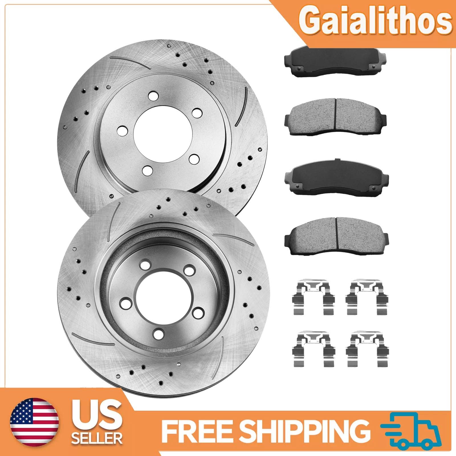 Front Drilled Rotors Ceramic Brake Pads for 2002-2005 Ford Explorer Mountaineer