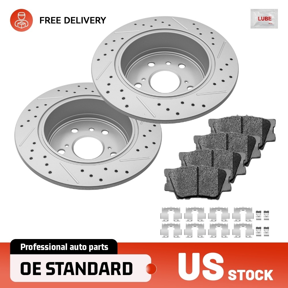 Rear Drilled Brake Rotors & Ceramic Pads for Toyota Camry 2007-2011 Lexus ES350