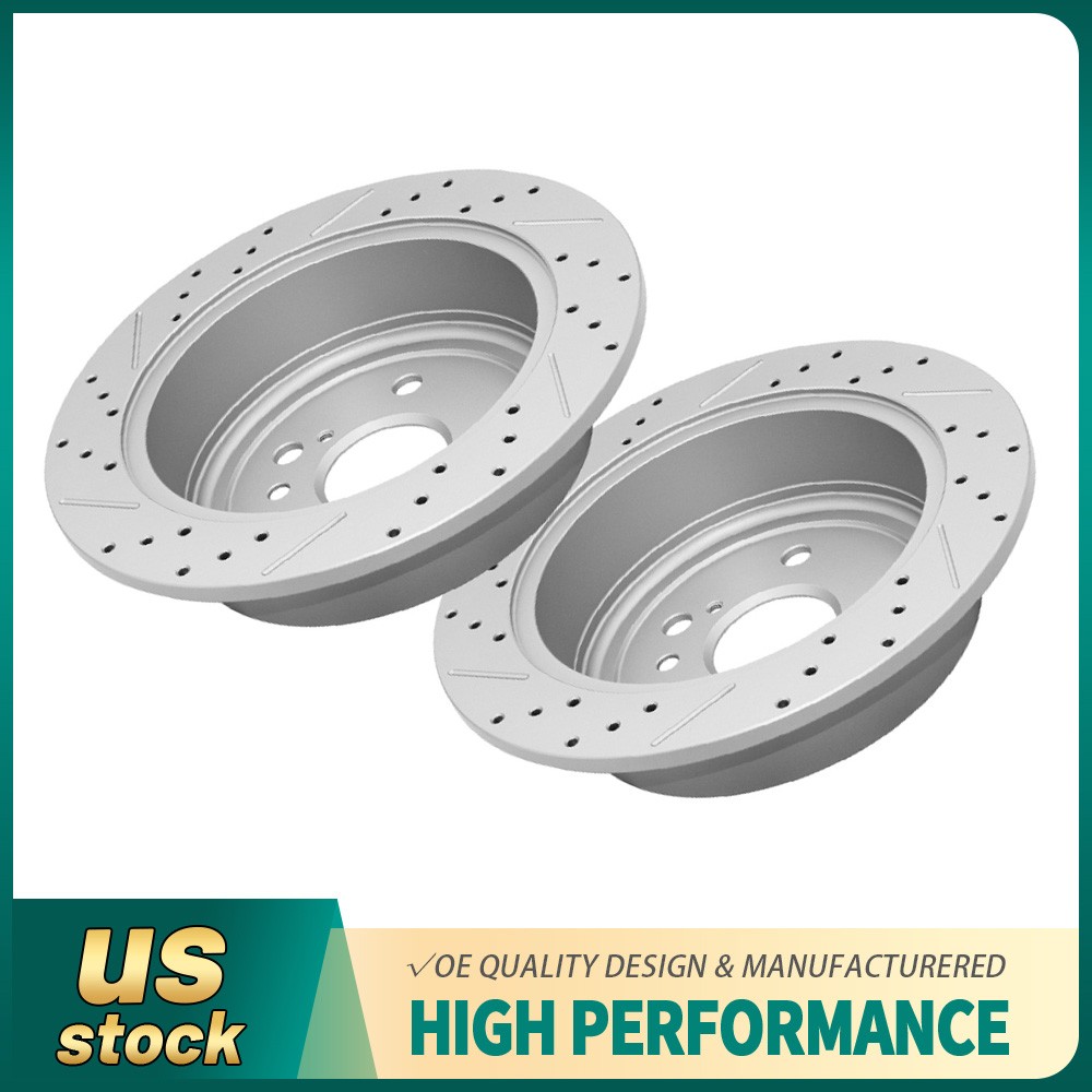 For 04-06 Lexus Rx330 Rx350 Rx400h Highlander Rear Drilled Disc Brake Rotors Set