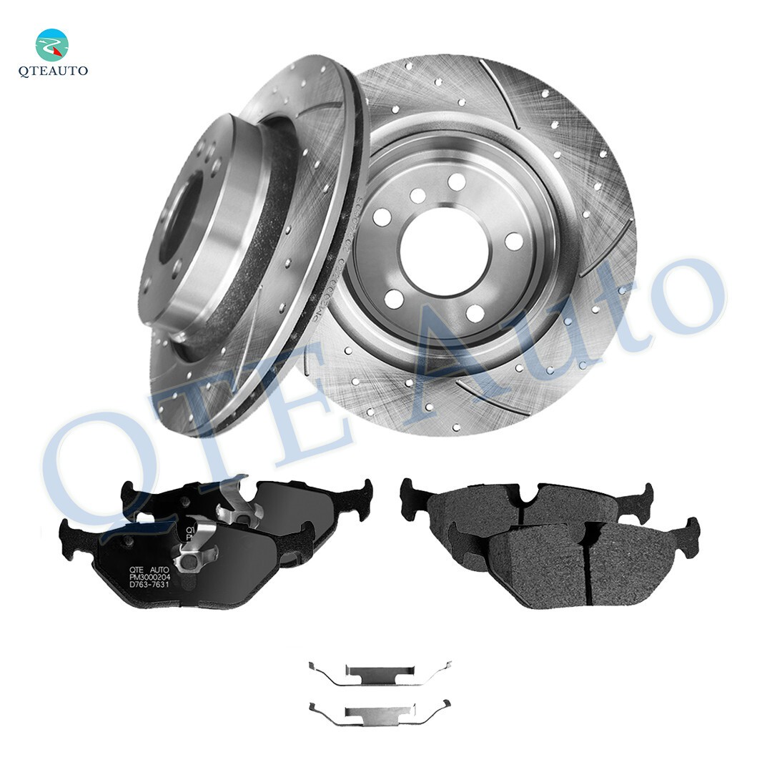 6 R 294mm Drilled Slotted Brake Rotors-Ceramic Brake Pad For 2001-2006 BMW 325CI
