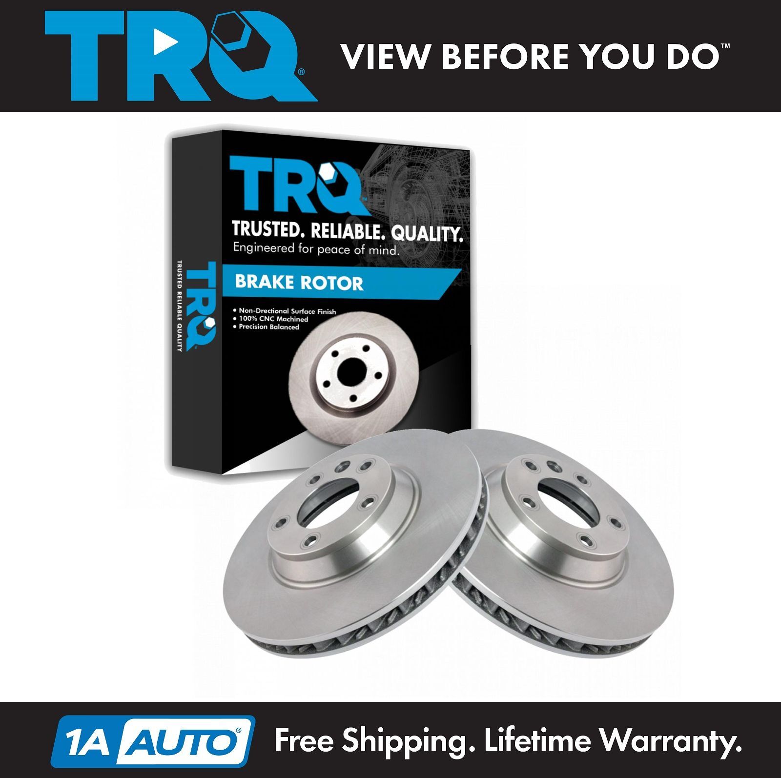 TRQ Brake Rotor Front Pair Set LH RH for Porsche Cayenne Audi Q7 VW Touareg