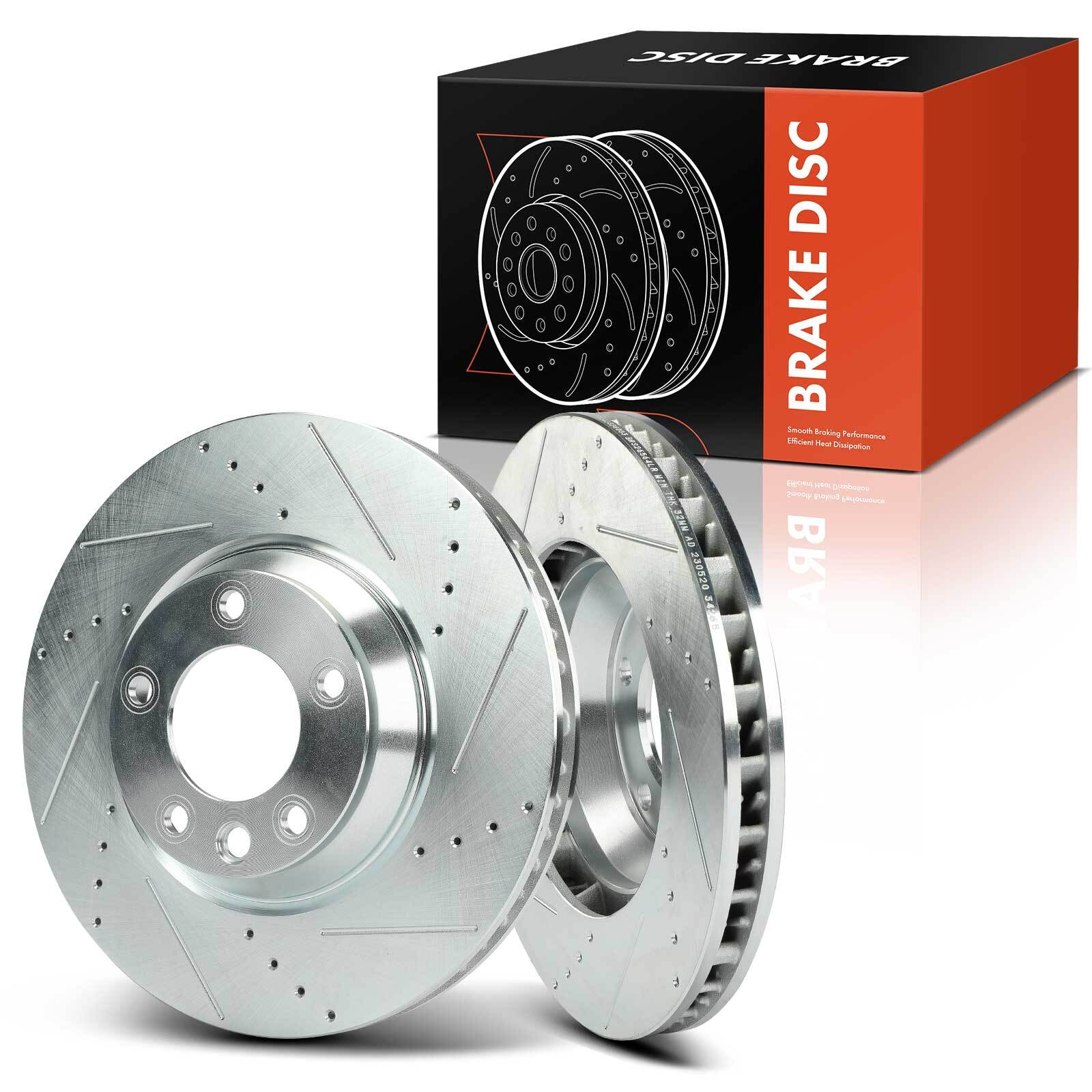2x Front Side Drilled Brake Rotor for Audi Q7 Volkswagen Touareg Porsche Cayenne
