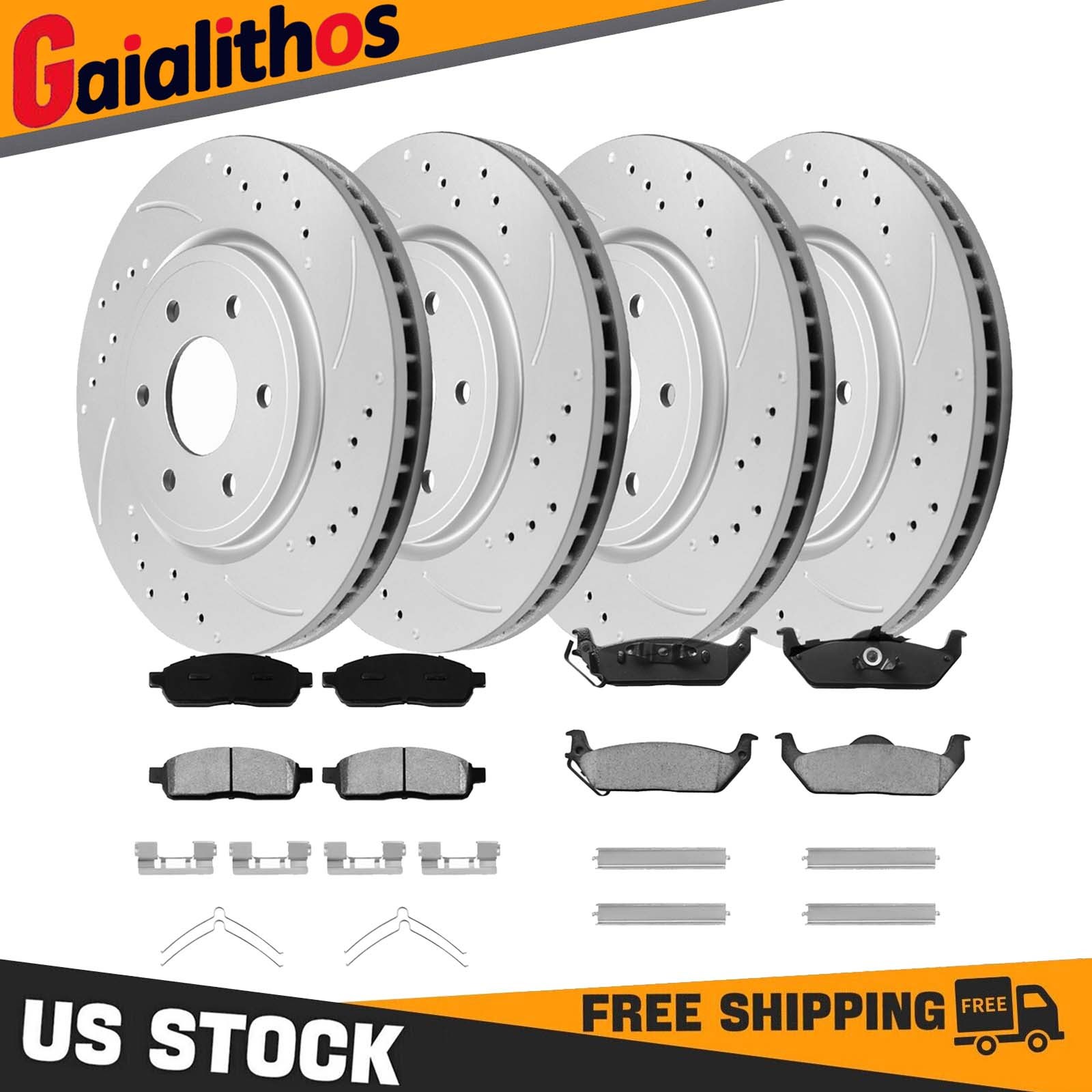 Front & Rear Disc Brake Rotors Ceramic Brake Pads Kit for 2009 Ford F-150 6 LUG