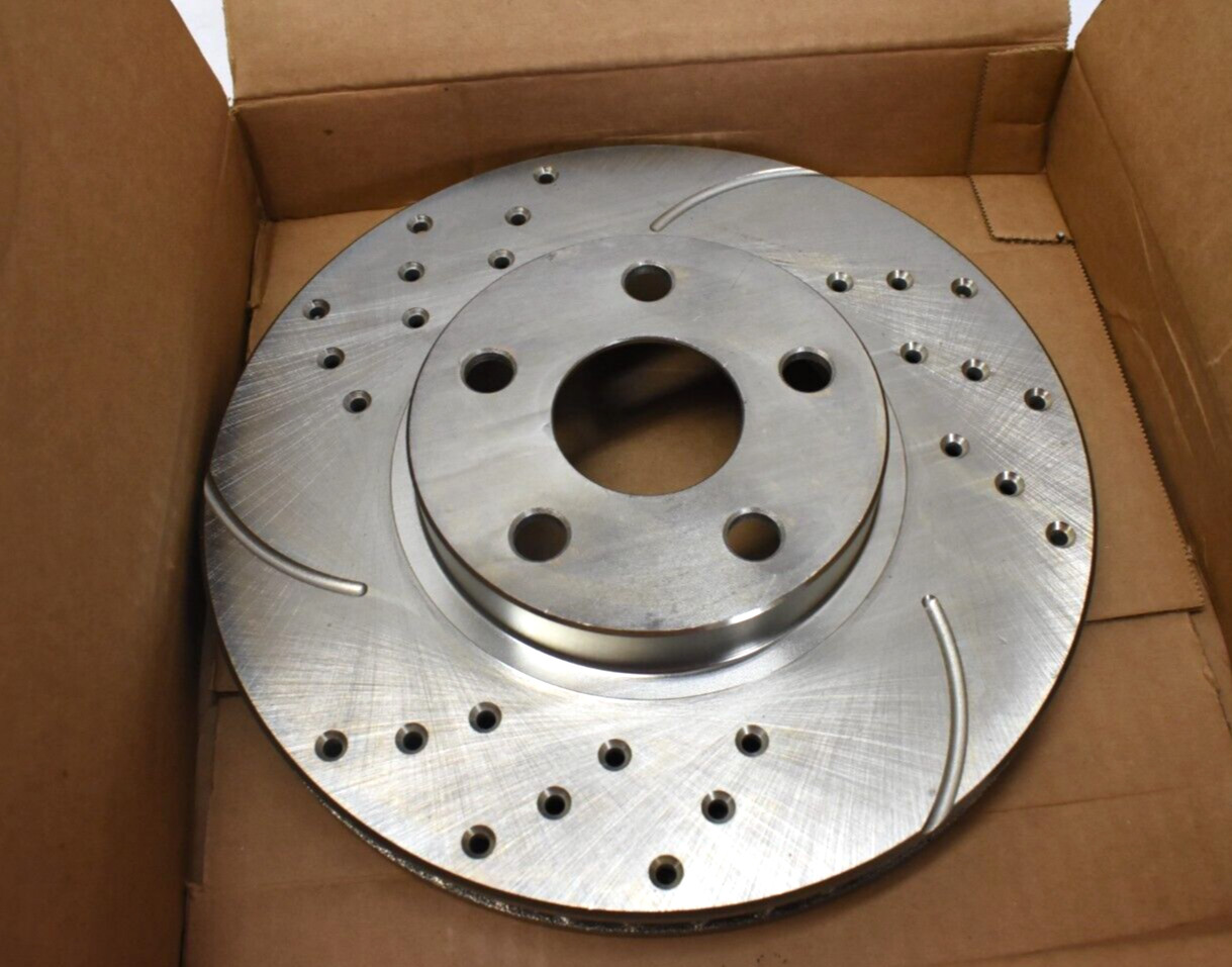 Front Drilled Slotted Brake Rotors Silver 4628 Cast Iron Brake Disc Steel