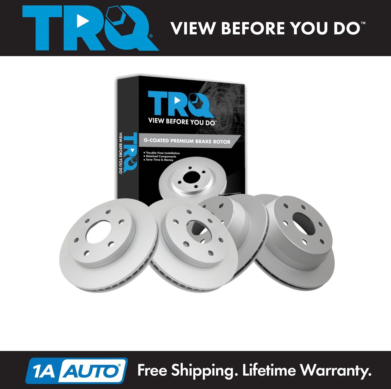 TRQ Front & Rear Brake Coated Rotor Kit 4 Piece Set for Chevrolet GMC Pickup
