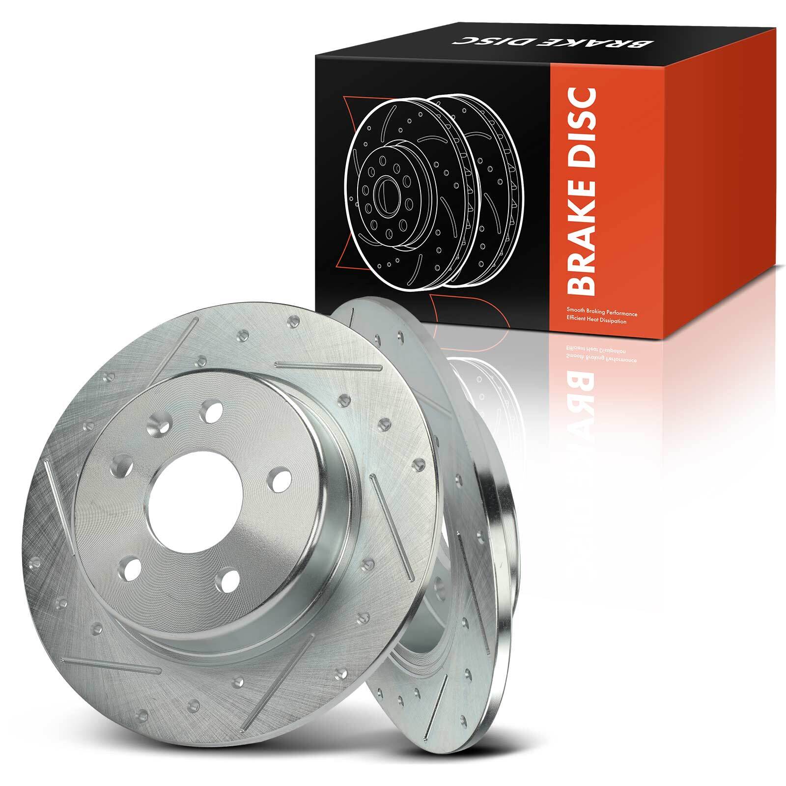 2Pcs Rear LH & RH Drilled Brake Rotors for Chevrolet Volt 16-19 Cruze Bolt Euv
