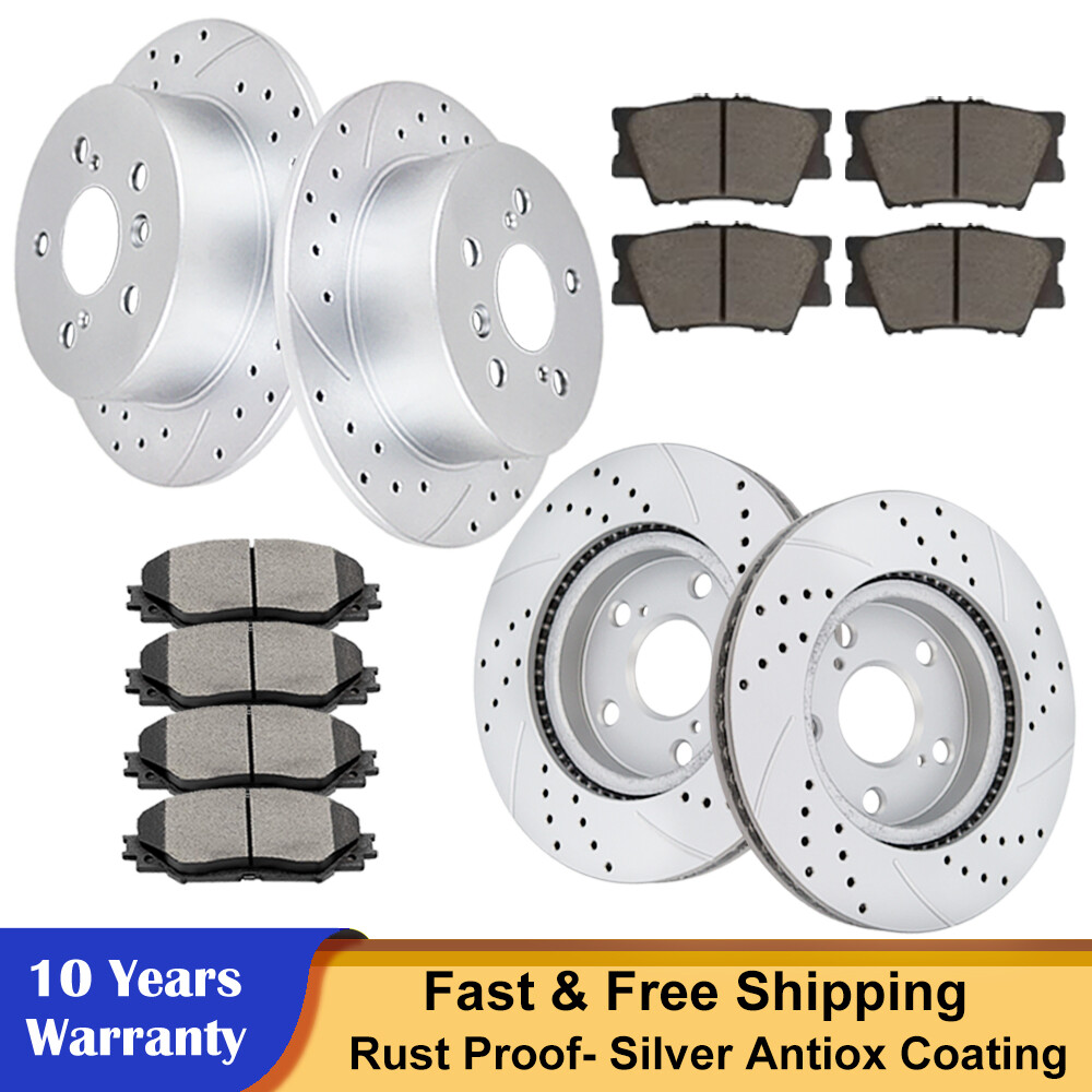 Front Rear Brake Rotors & Ceramic Pads for 2006-2018 Toyota Rav4 Lexus HS250H